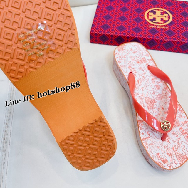 TORY BURCH2021年夏季新款女款坡跟人字拖TB官方春夏季主打款女士人字拖 dx2384